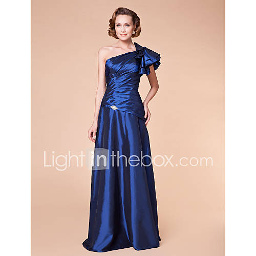 A line One Shoulder Floor length Taffeta Mother of the Bride Dress