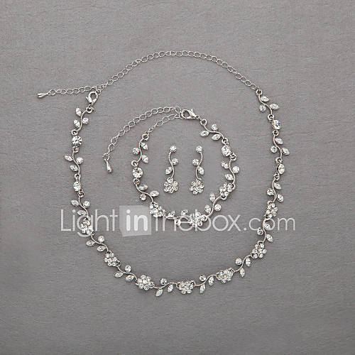 Beautiful Czech Rhinestones Alloy Plated Wedding Necklace And Earrings Jewelry Set