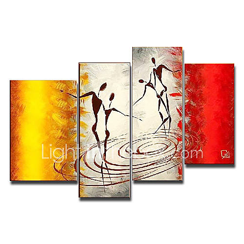 Hand painted People Oil Painting with Stretched Frame   Set of 4