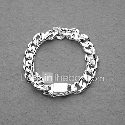 Gorgeous Silver Plated 10MM Square Clasp Unisex Bracelet