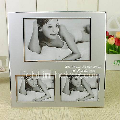 Personalized Silver Aluminum Photo Frame   3 Photos