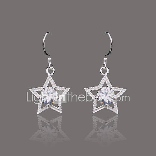 Gorgeous Silver Plate Rhinestone Star Earring