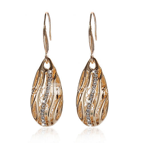 18K Gold Plated Fabulous Clear Rhinestone Fashion Earrings