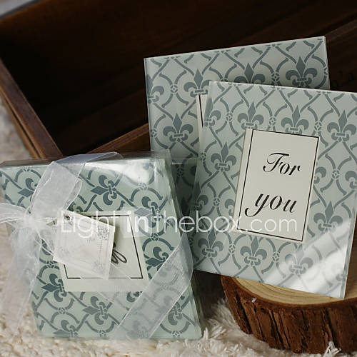 Fleur de lis Glass Photo Coasters (set of 2)