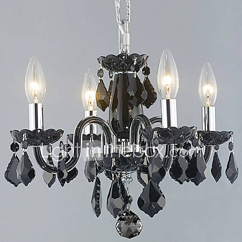 Candle Featured Crystal Chandeliers with 4 Lights in Black