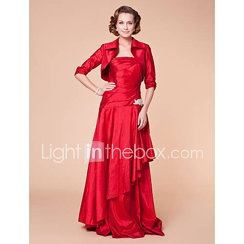 A line Strapless Floor length Taffeta Mother of the Bride Dress With A Wraps