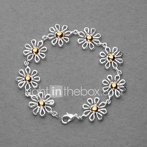 Fashion Silver Plated Gold Chrysanthemum Womens Bracelet