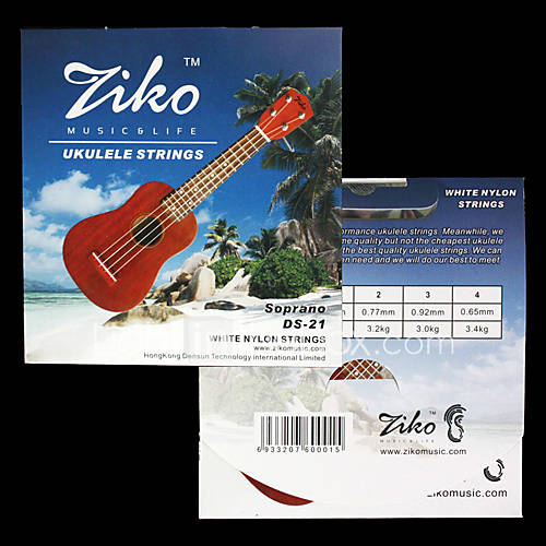 ZIKO   (DS 21) High Grade White Nylon Soprano Ukulele Strings (060 065)