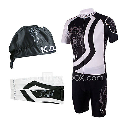 Cycling BIB Suits with Head Scarf and Arm Warmers(White and Black)