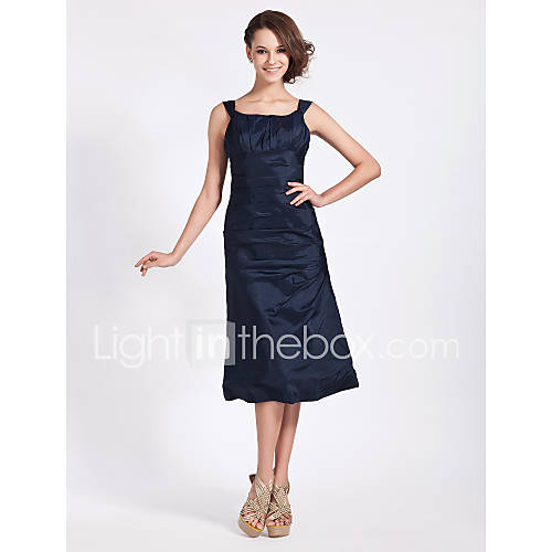 A line Square Tea length Taffeta Bridesmaid Dress (69157)