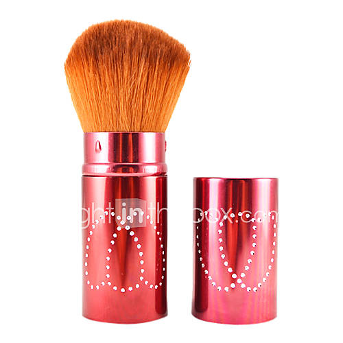 Retractable Cosmetic Face Makeup Brush in Platinum Red Flower Tube