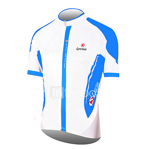 LYCIAN Mens 100% Polyester Short Sleeve Cycling Jersey(White)