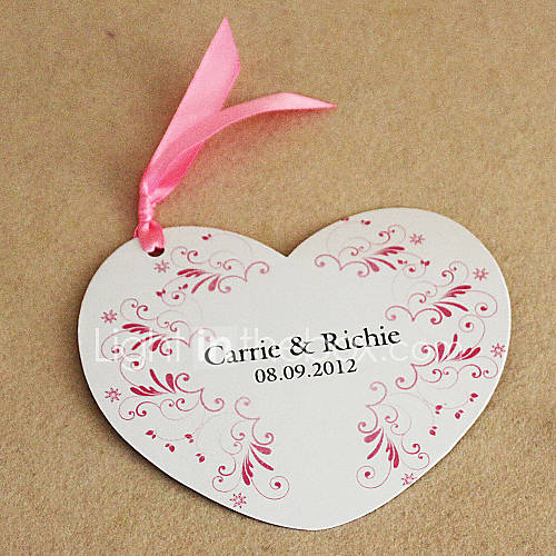 Personalized Lovely Pink Heart Shaped Wedding Invitation   Set Of 50
