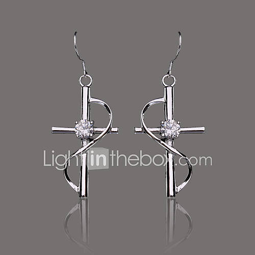 GorgeousSilver Plate Rhinestone Cross Earring