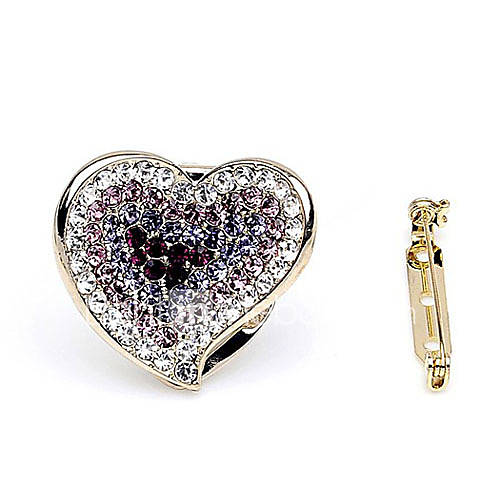 Gorgeous Alloy With Purple Rhinestones Heart Brooch