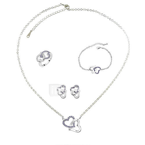 Alloy With Crystal Heart To Heart Womens Jewelery Set Including Necklace,Bracelet,Ring And Earrings (More Colors)