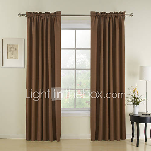 (One Pair) Classic Brown Solid Thermal Curtain