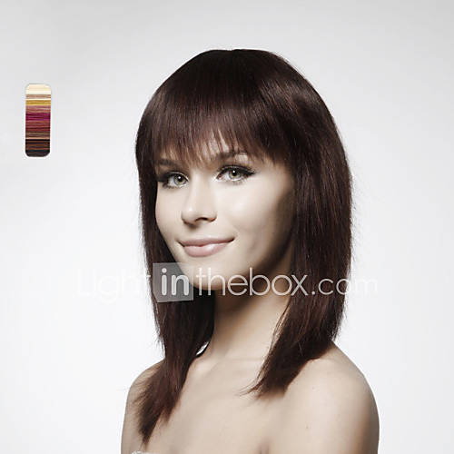 Capless Long 100% Human Hair Brown Straight Hair Wig 5 Colors To Choose