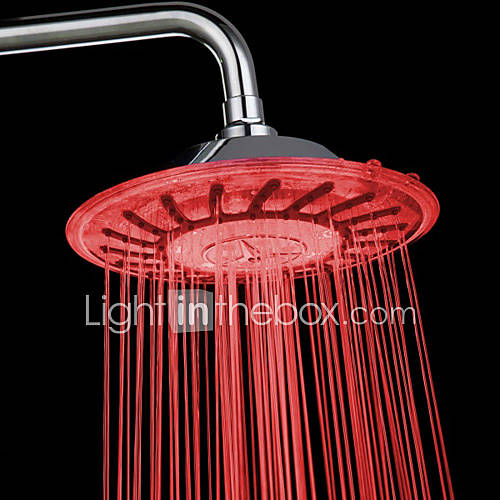 7 Colors Changing LED Chrome Contemporary Shower Faucet Head of 8 inch