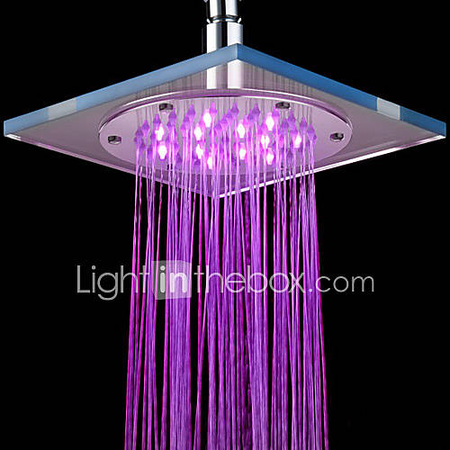 Contemporary 7 Colors Changing LED Chrome Shower Faucet Head of 8 inch