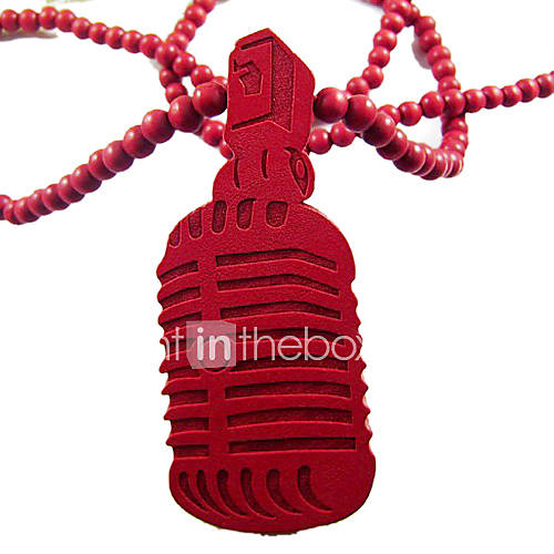 Microphone Pattern Wooden Necklace