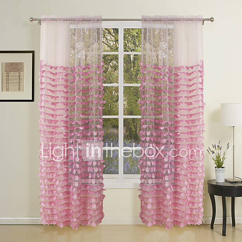 (One Pair) Elegant Modern Applique Sheer Curtain