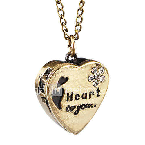 Lovely Alloy Sweet Heart Design Necklace Watch