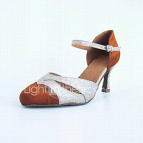 Customized Womens Sparkling Glitter Ankle Strap Latin / Ballroom Dance Performance Shoes With Buckle (More Colors)
