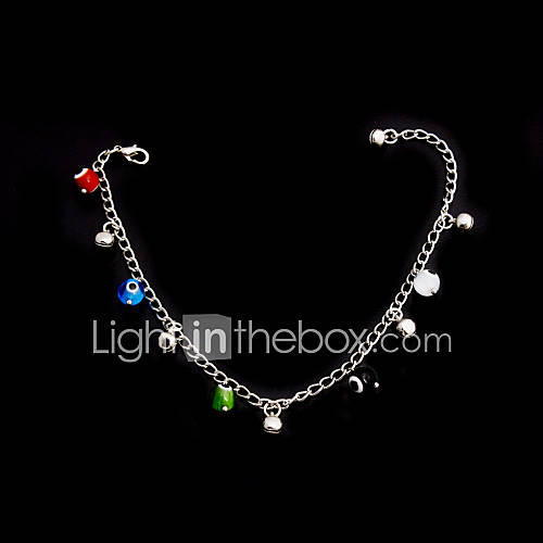 Fashion Alloy Anklet with Glass Beads and Bells