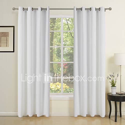(One Pair) Pure Solid Off White Canvas Eco friendly Curtain