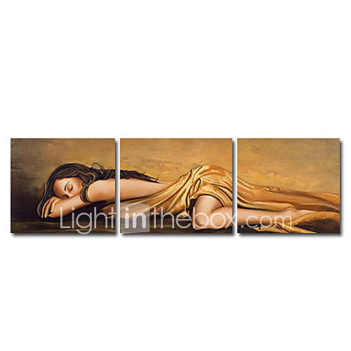 Hand painted People Oil Painting with Stretched Frame   Set of 3