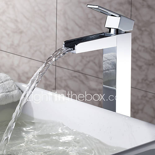 Sprinkle by Lightinthebox   Solid Brass Waterfall Bathroom Sink Faucet Chrome Finish(Tall)