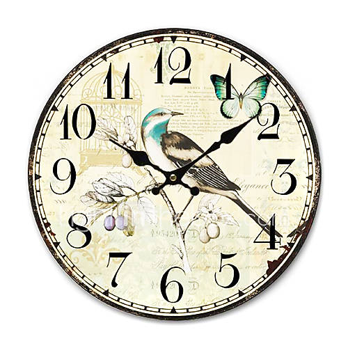 Country FloralAnimal Wall Clock