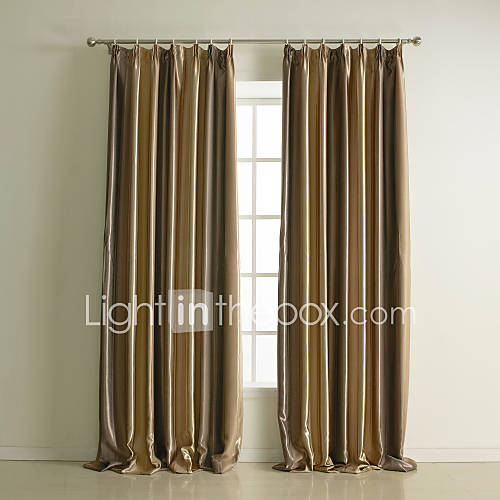 (One Pair) Classic Print Stripe Polyester Room Darkening Curtain