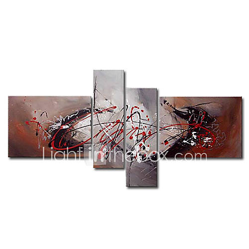 Hand painted Oil Painting Abstract Oversized Wide Set of 4