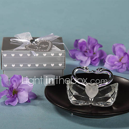 Crystal Kissing Swans Keepsake