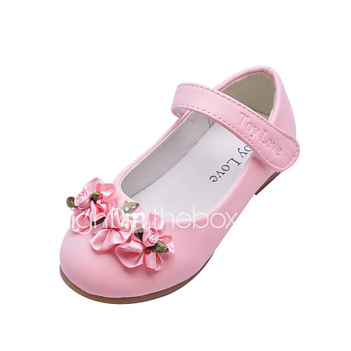 Kids Leatherette Flat Heel Closed Toe With Satin Flower Party/Evening Shoes(More Colors)