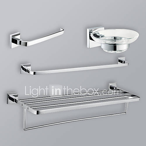 4 Pieces Modern Bathroom Hardware Accessory Set Chrome Finish