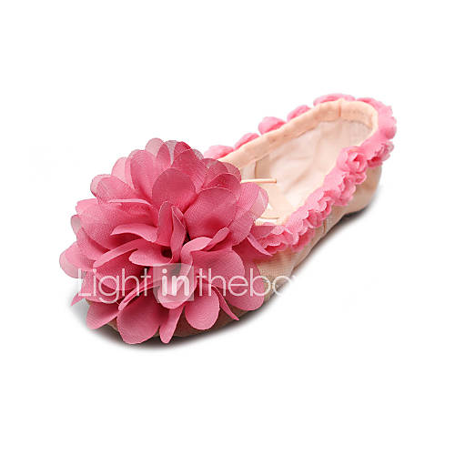 Cute Canvas Dance Shoes Split sole Ballet Slipper With Flower For Kids