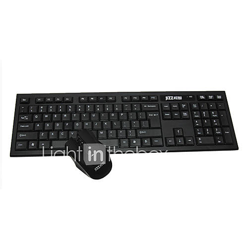 Jizz 2.4G Wireless Waterproof QWERTY Keyboard with 1000/1600dpi Optical Mouse