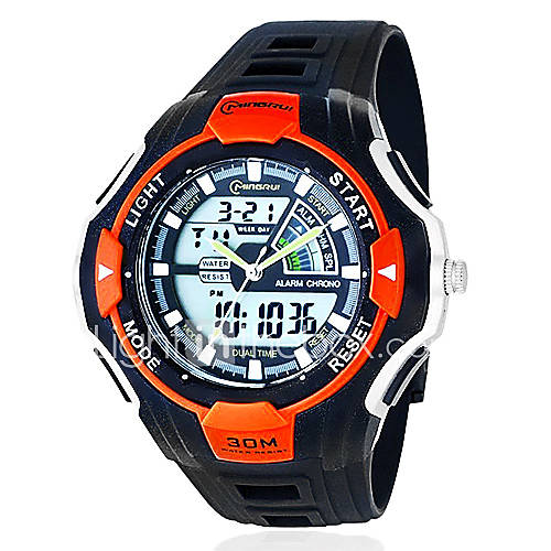 Mens Multi Functional PU Analog   Digital Quartz Wrist Watch