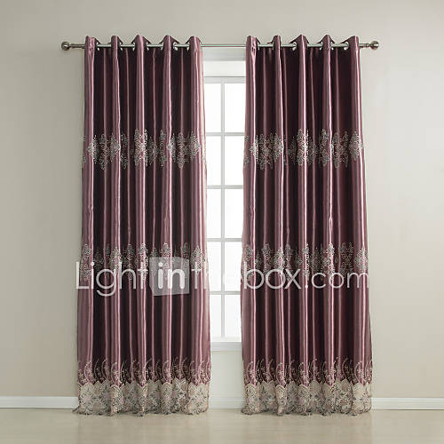 (One Pair) Tradditional Embroidery Floral Energy Saving Curtain