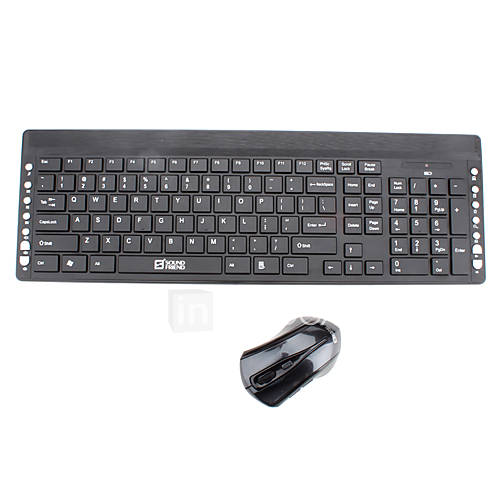 Silent typing 2.4GHz Wireless QWERTY Keyboard with Optical Mouse