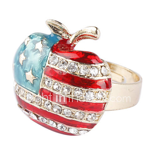 The Stars and The Stripes Apple Shape Gold Plate Ring