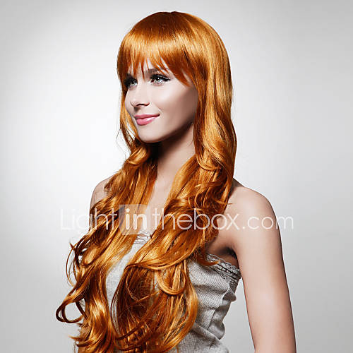 Capless Extra Long Top Grade Quality Synthetic Golden Brown Curly Hair Wig