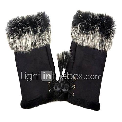 Rabbit Fur Fingertips Wrist Length Party/Evening Ladies Gloves (More Colors)