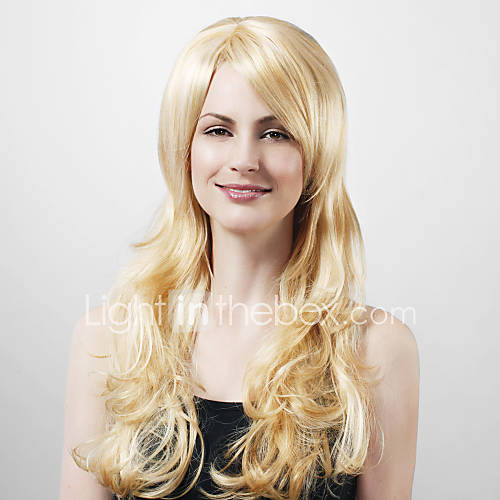 Capless Extra Long High Quality Synthetic Nature Look Light Blonde Curly Hair Wig