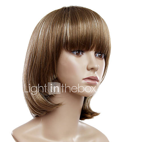 Capless Short Brown Straight Synthetic Wigs