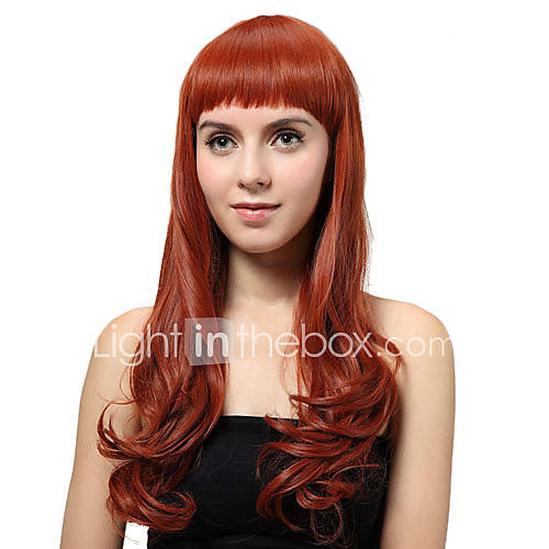 Capless Long Auburn Curly Synthetic Wigs