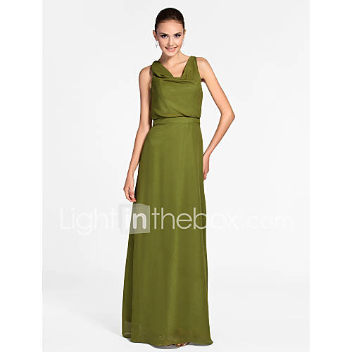 Sheath/Column Cowl Floor length Chiffon Bridesmaid Dress